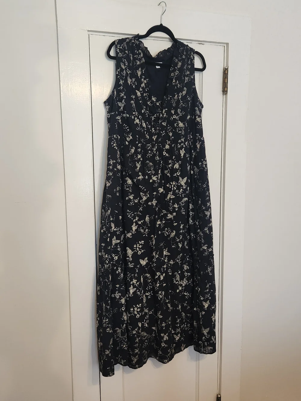 J. Jill Black Maxi Dress with Gold Floral Print XL TALL XLT RUFFLED TIER